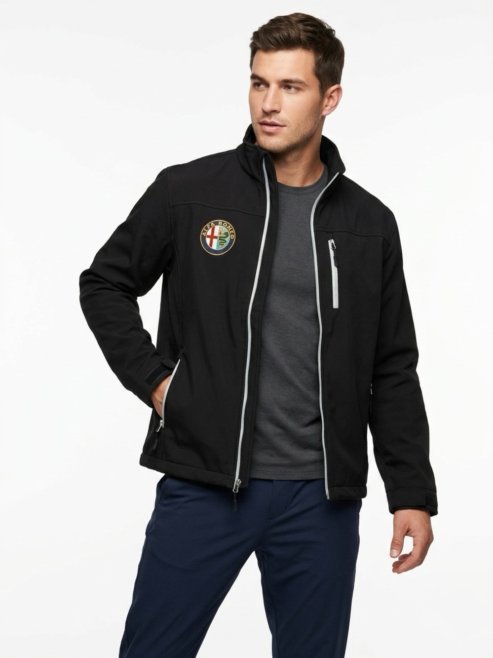 Roly Alfa Romeo Team Zip Softshell Jacket Microfleece Lined Black XL